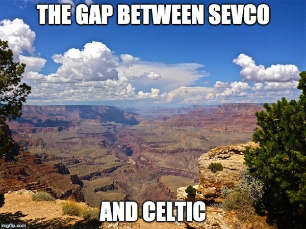 The gulf between Sevco & Celtic is a yawning chasm, like the Grand Canyon.
