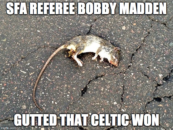 SFA Referee Bobby Madden: Gutted that Celtic won.